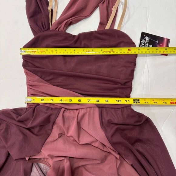 Balera Two-Tone Dance Dress Costume Burgundy Pink Multiway Straps Ballet Lyrical - Picture 12 of 15
